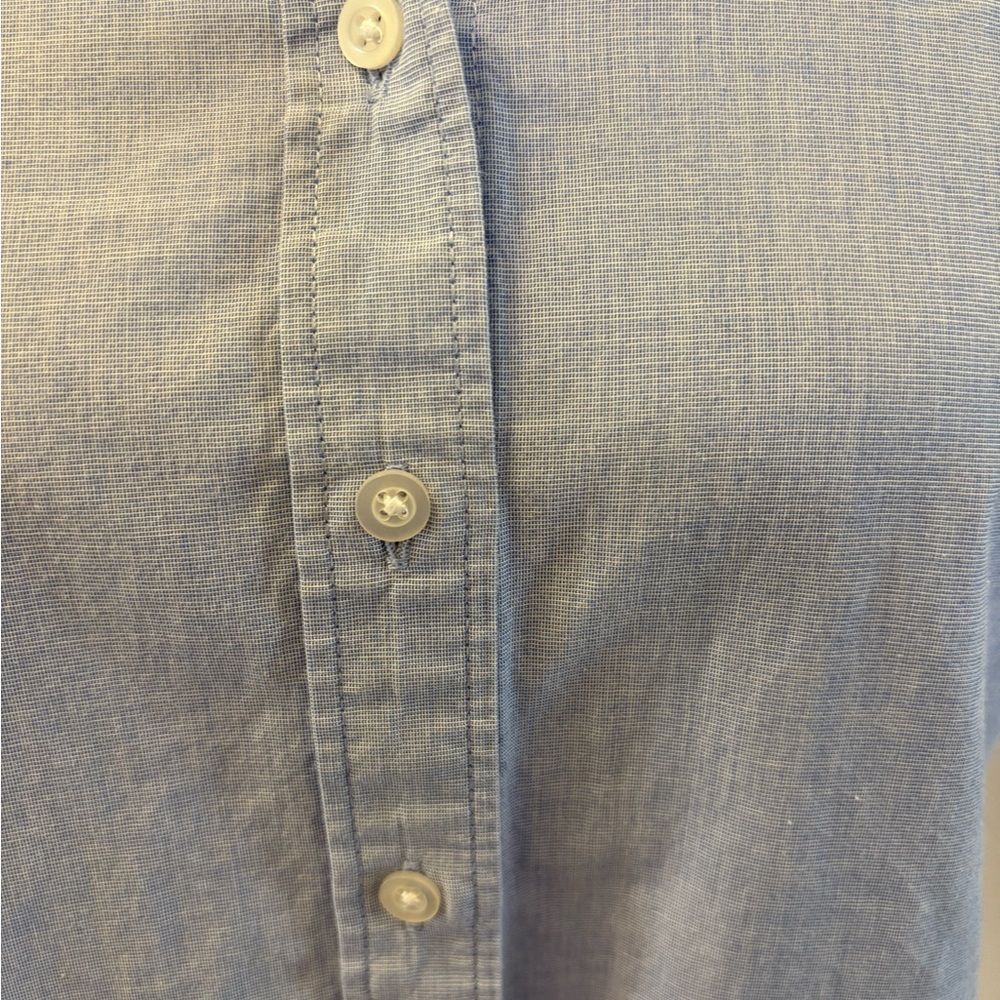 Small Petite Talbots Blue Chambray Sleeveless Button Down Shirt - Picture 6 of 10